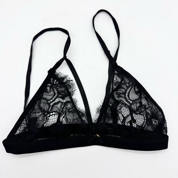 Gooseberry Intimates Innocence/Shameless Triangle Strappy Lace Bralette Black XS - Picture 2 of 10